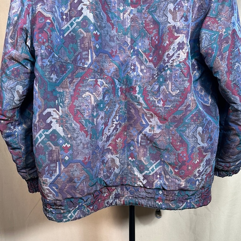 Retro 80s Vibrant Purple and Blue Bomber Jacket for Effortless Style PTP 24 - Picture 14 of 15